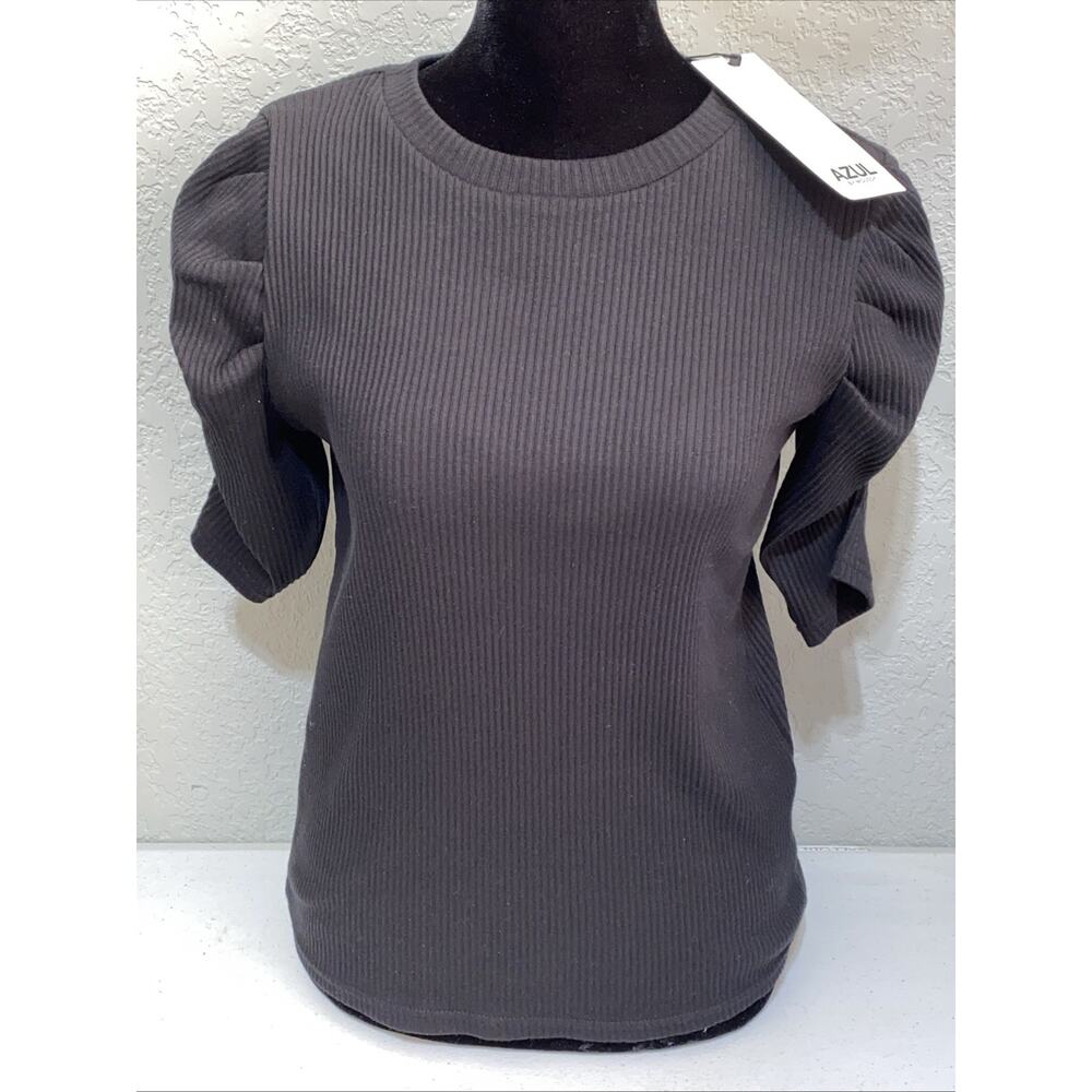 Azul by Moussy Black Knit Short‎ Sleeve Shirt Top Women’s Japan Size Medium NEW